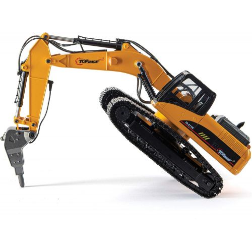  Top Race 23 Channel Hobby Remote Control Excavator, V4, Construction Vehicle RC Tractor, Full Metal Excavator Toy, Carries 180 Lbs, Diggs 1.1 Lbs Per Cubic Inch, Real Smoke, Use Wi