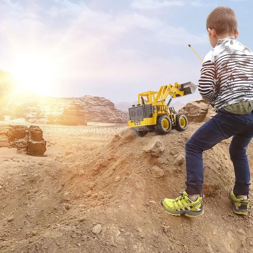  Top Race TR-113 5 Channel Full Functional Front Loader, Electric RC Remote Control Construction Tractor with Lights & Sounds