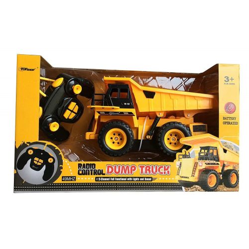  Top Race TR-112 5 Channel Fully Functional RC Dump Truck with Lights and Sound