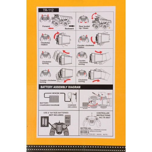  Top Race TR-112 5 Channel Fully Functional RC Dump Truck with Lights and Sound