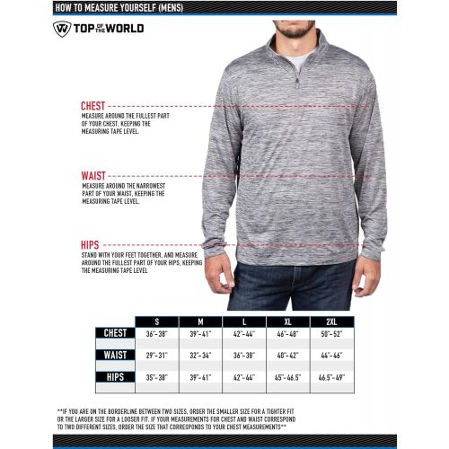  Top of the World NCAA Mens Dark Heather Space Dyed Poly Quarter Zip Pullover