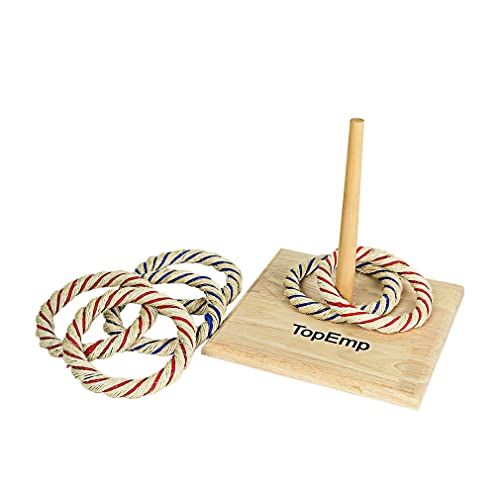  TopEmp Ring Toss Games with 6pcs Straw Rings Outdoor Fun Family Game for Backyard, Party or Office for Kids and Adults