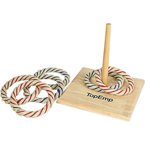  TopEmp Ring Toss Games with 6pcs Straw Rings Outdoor Fun Family Game for Backyard, Party or Office for Kids and Adults