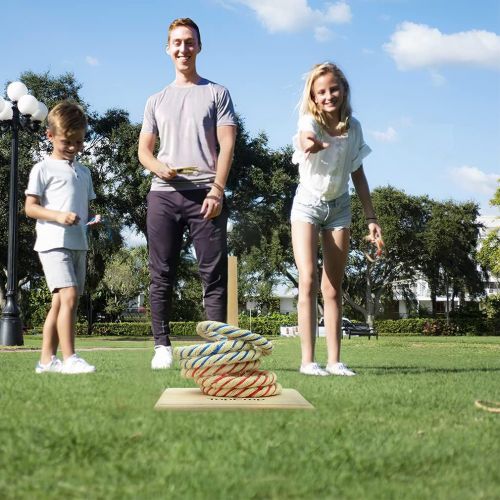  TopEmp Ring Toss Games with 6pcs Straw Rings Outdoor Fun Family Game for Backyard, Party or Office for Kids and Adults