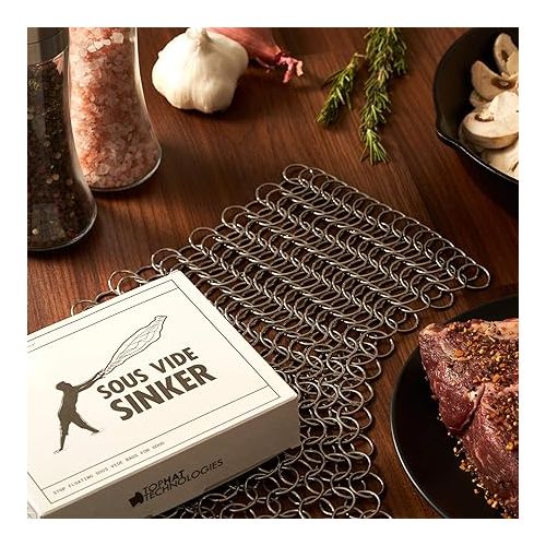  TopHat Sous Vide Sinker Food Grade Weights (1.2 LB) Heavy-Duty Stainless Steel Weights with Clips for Precise Cooking - Food Grade Sous Vide Accessory - Safe and Convenient Sous Vide Cooking Solution