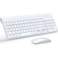 TopMate Wireless Keyboard and Mouse Ultra Slim Combo, 2.4G Silent Compact USB Mouse and Scissor Switch Keyboard Set with Cover, 2 AA and 2 AAA Batteries, for PC/Laptop/Windows/Mac - White