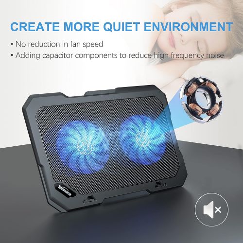  [아마존베스트]TopMate C302 10-15.6 Laptop Cooler Cooling Pad | Ultra Slim Portable 2 Quiet Big Fans 1300RPM with USB Line Built in | Simple and Easy Use Design