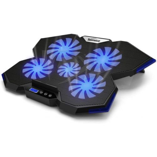  [아마존베스트]TopMate C7 Laptop Cooling Pad Up to 15.6 Inch Gaming Laptop Cooler | 5 Quiet Fans with Blue Led Lights 2 USB Ports | Ocean Blue Trim Design