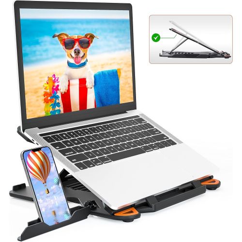  [아마존베스트]Laptop Stand TopMate Portable Laptop Riser, 360°Swivel Base Adjustable Eye-Level Ergonomic Design, Foldable Desktop Notebook Holder Mount with Phone Stand for Laptop Within 17