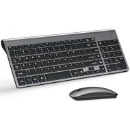 [아마존베스트]Wireless Keyboard and Mouse Combo, TopMate 2.4G Ultra Slim Compact Full Size Quiet Scissor Switch Keyboard and Mice Set forWindows, Mac OS, Laptop, PC - (Gray-Black)