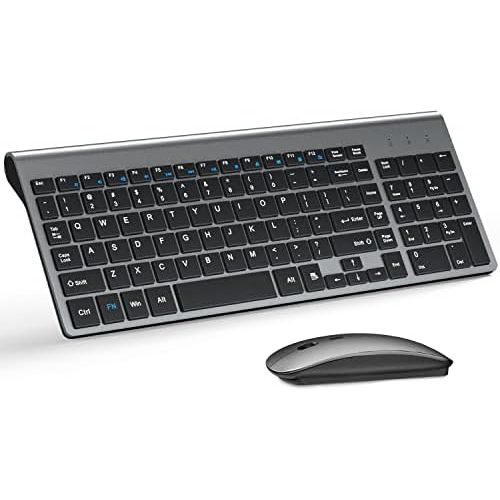  [아마존베스트]Wireless Keyboard and Mouse Combo, TopMate 2.4G Ultra Slim Compact Full Size Quiet Scissor Switch Keyboard and Mice Set forWindows, Mac OS, Laptop, PC - (Gray-Black)