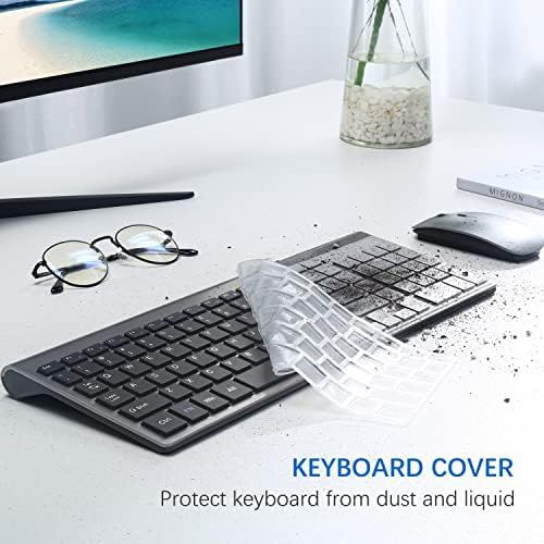  [아마존베스트]Wireless Keyboard and Mouse Combo, TopMate 2.4G Ultra Slim Compact Full Size Quiet Scissor Switch Keyboard and Mice Set forWindows, Mac OS, Laptop, PC - (Gray-Black)