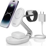 TopTier 3 in 1 Magsafe Wireless Charging Station, 20W Total,15W iPhone Max Charging, [MFI-Certified] Metal Design, iPhone Apple Watch Airpods, (White)