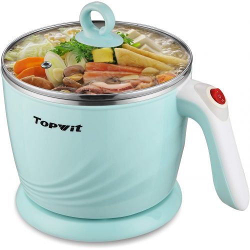  [아마존베스트]Topwit Electric Hot Pot Mini, Electric Cooker, Noodles Cooker, Electric Kettle with Multi-Function for Steam, Egg, Soup and Stew with Over-Heating & Boil Dry Protection, Dual Power