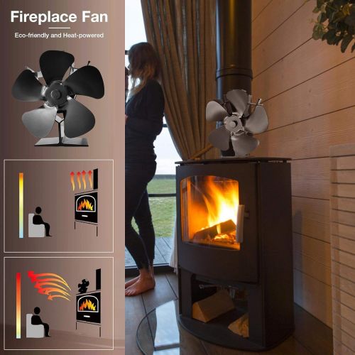  Topaty Heat Powered Stove Fan Wood Stove Fan Quiet Heat Powered Eco Fan 5 Blades Fireplace Fan for Wood Burner/Fireplace Eco Friendly and Efficient Heat Distribution