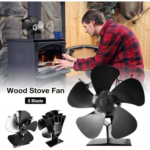  Topaty Heat Powered Stove Fan Wood Stove Fan Quiet Heat Powered Eco Fan 5 Blades Fireplace Fan for Wood Burner/Fireplace Eco Friendly and Efficient Heat Distribution