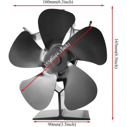  Topaty Heat Powered Stove Fan Wood Stove Fan Quiet Heat Powered Eco Fan 5 Blades Fireplace Fan for Wood Burner/Fireplace Eco Friendly and Efficient Heat Distribution