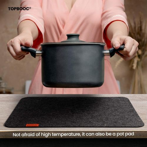  [아마존베스트]Topbooc Place Mats for Dinning Table Felt Placemats Set of 6 Place Mats and 6 Coaster Heat-Resistant Anti-Skid Washable Table Mats(12pcs Black)