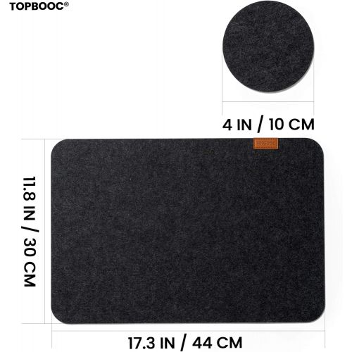  [아마존베스트]Topbooc Place Mats for Dinning Table Felt Placemats Set of 6 Place Mats and 6 Coaster Heat-Resistant Anti-Skid Washable Table Mats(12pcs Black)