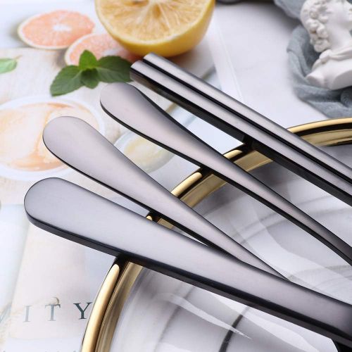  [아마존베스트]Topbooc Portable Stainless Steel Flatware Set, Travel Camping Cutlery Set, Portable Utensil Travel Silverware Dinnerware Set with a Waterproof Case (8-Pieces Flatware Set Black)…