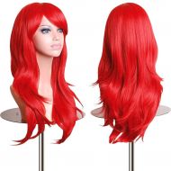 Topbuti 28 Long Heat Resistant Big Wavy Dark Red Cosplay Wig