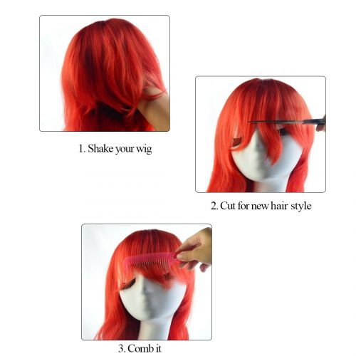  Topbuti 28 Womens Hair Wig New Fashion Womans Long Big Wavy Hair Heat Resistant Wig for Cosplay Party Costume (Red)