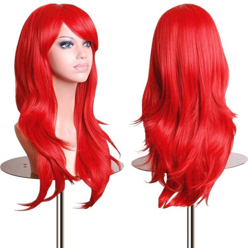  Topbuti 28 Womens Hair Wig New Fashion Womans Long Big Wavy Hair Heat Resistant Wig for Cosplay Party Costume (Red)