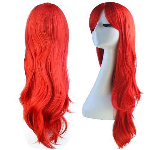  Topbuti 28 Womens Hair Wig New Fashion Womans Long Big Wavy Hair Heat Resistant Wig for Cosplay Party Costume (Red)