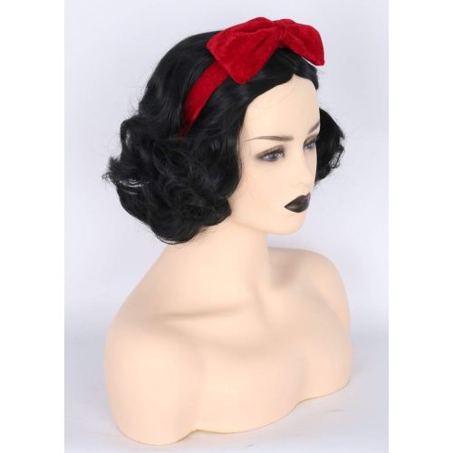  Topcosplay Womens and Girls Wig Black Short Curly Cosplay Wigs Halloween Costume Wigs Retro Wig