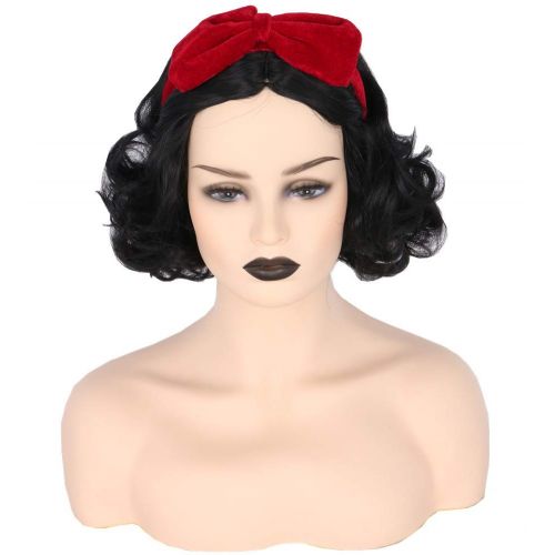  Topcosplay Womens and Girls Wig Black Short Curly Cosplay Wigs Halloween Costume Wigs Retro Wig