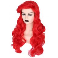 Topcosplay Ariel Wig Adult Women Halloween Costume Wigs Red Long Curly Cosplay Wig
