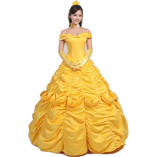  Topcosplay Womens Belle Dress Costume Layered Cosplay Halloween Costume for Adult Girls