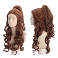 Topcosplay Womens Wigs Long Curly Brown Halloween Costume Party Cosplay Wig Wave with Ponytail