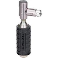 Topeak Air Booster CO2 Bike Tire Inflator Head CO2 Cartridge & Protective Sleeve, Black, Silver, 4.4 x 3.7 x 1.5 cm / 1.7” x 1.4” x 0.6” (inflator) 5.9 x oe2.8 cm / 2.3” x oe1.1” (Sl