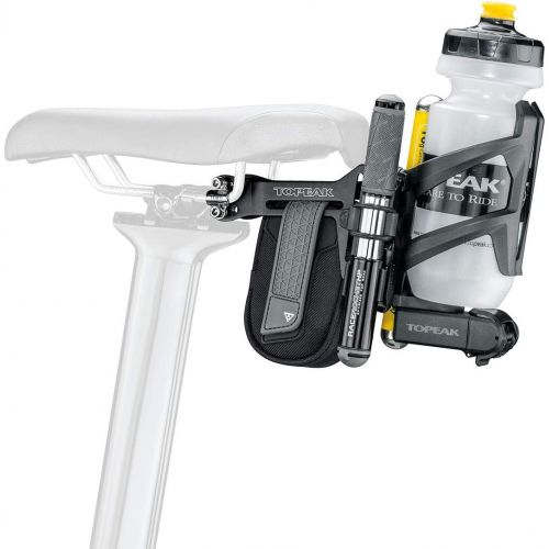  Topeak Tri-Backup Pro I, Aluminum Rear Hydration Bike Multi Mount on Saddle Parallel Rail Section for Triathlon Saddles, Black, 12.5 x 8 x 4.8 cm / 4.9” x 3.1” x 1.9”