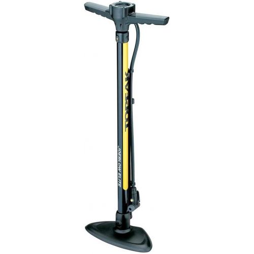  Topeak JoeBlow Elite Bike Floor Pump w/Mini Tool Carrier, 160 PSI/11BAR, TwinHead, Black, Yellow, 74 x 28 x 13.7 cm / 29.1” x 11” x 5.4”