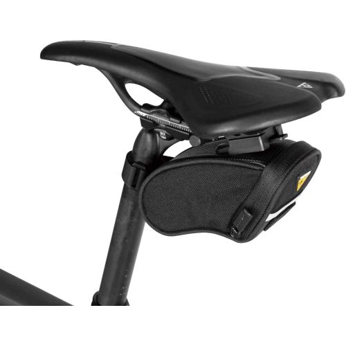  Topeak Aero Wedge Pack, w/ Fixer F11, Micro , Black, ?L x W x H 6.6 x 14 x 8.1 cm / 2.6” x 5.5” x 3.2”