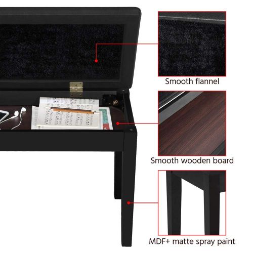  Topeakmart Padded Piano Bench Stool Keyboard Seat Storage Chair Black