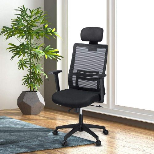  Topeakmart High Back Black Mesh Swivel Executive Office Chair with Adjustable ArmsHeadrest and Lumbar Support Office Task Chair Ergonomic Computer Chair