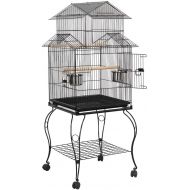 Topeakmart Medium Parrot Bird Cage for Cockatiels Conures Parakeets with Rolling Stand