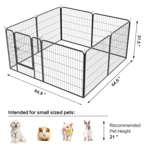  Topeakmart 32-inch 8 Metal Panel Dog Pen Playpen Foldable Pet Pen Play Yard Exercise Barrier with Door Black