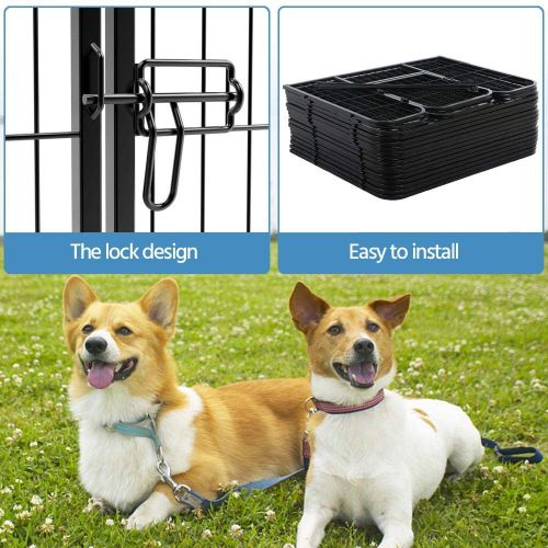  Topeakmart 32-inch 8 Metal Panel Dog Pen Playpen Foldable Pet Pen Play Yard Exercise Barrier with Door Black