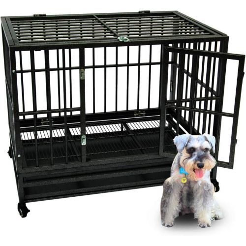  Topfire 42 Heavy Duty Dog Cage Crate Kennel Metal Pet Playpen Portable with Tray