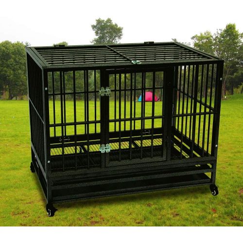  Topfire 42 Heavy Duty Dog Cage Crate Kennel Metal Pet Playpen Portable with Tray