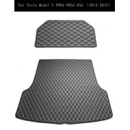 Topfit topfit Front and Rear Trunk Mat Compatible Model S P90d P85d 85d-2 of Set (Black,2012-2015)