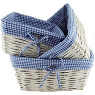 TopherTrading TOPOT Set of 3 Baby Boy Square Nursery Storage Household Sundries Picnic Basket with Blue Gingham Fabric