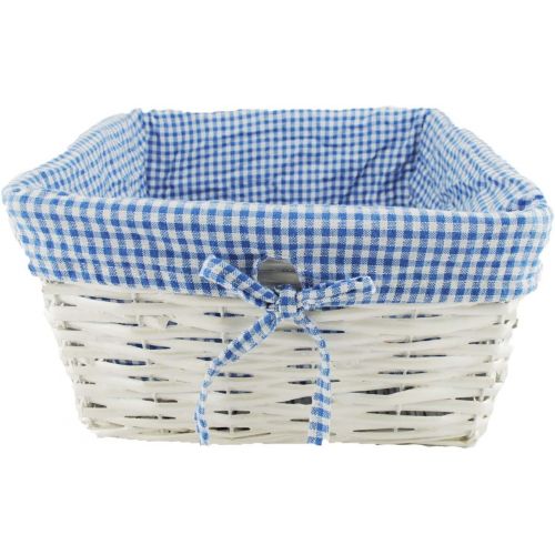  TopherTrading TOPOT Set of 3 Baby Boy Square Nursery Storage Household Sundries Picnic Basket with Blue Gingham Fabric