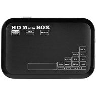 Topiky 1080P Media Player Box, Full HD Mini Box Support for Video Media Player MKV, AVI, TS/TP, M2TS, RM/RMVB, MOV, VOB, FLV, WMV 110 240V (EU Plug)