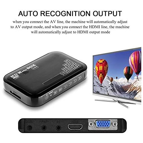  Topiky 1080P Media Player Box, Full HD Mini Box Support for Video Media Player MKV, AVI, TS/TP, M2TS, RM/RMVB, MOV, VOB, FLV, WMV 110 240V (EU Plug)
