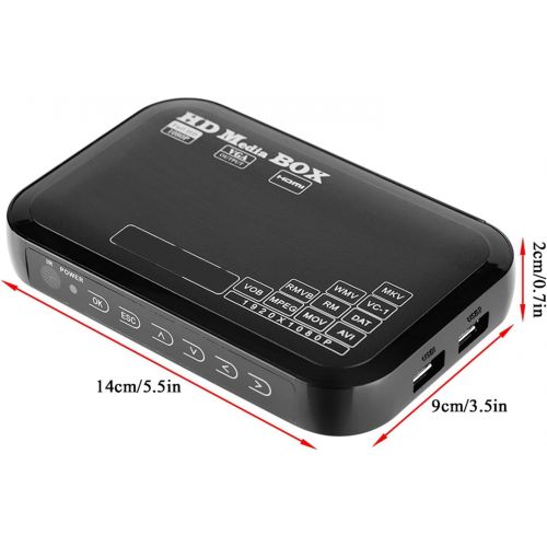  Topiky 1080P Media Player Box, Full HD Mini Box Support for Video Media Player MKV, AVI, TS/TP, M2TS, RM/RMVB, MOV, VOB, FLV, WMV 110 240V (EU Plug)